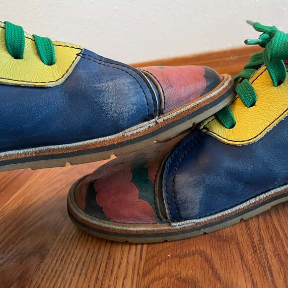 SoleTech Handmade Leather Colorful Clouds Bowling Style Shoes Women 9.5 - Picture 5 of 10